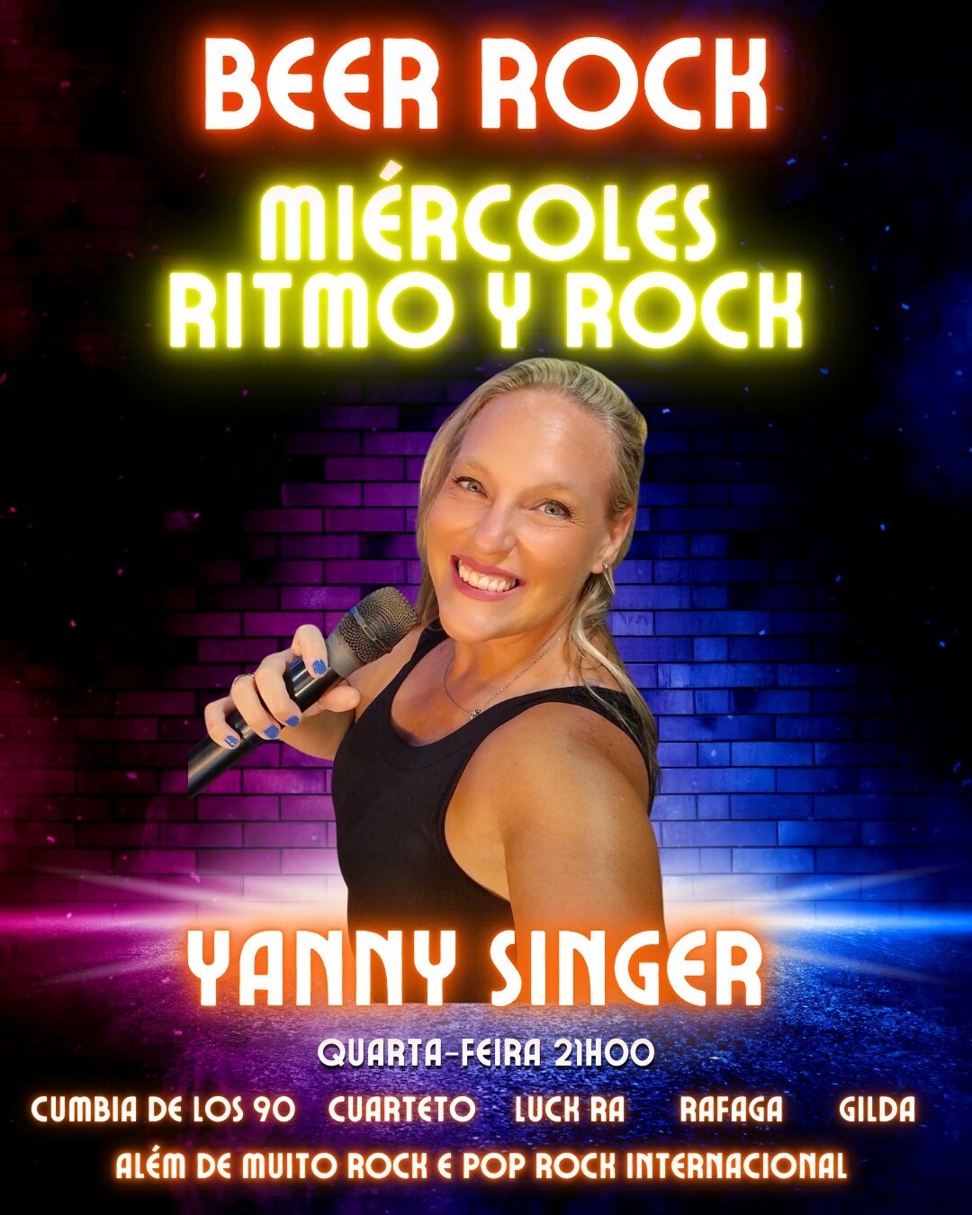 Flyer da Noite Latina (Miércoles) com Yanny Singer no Beer Rock Pub