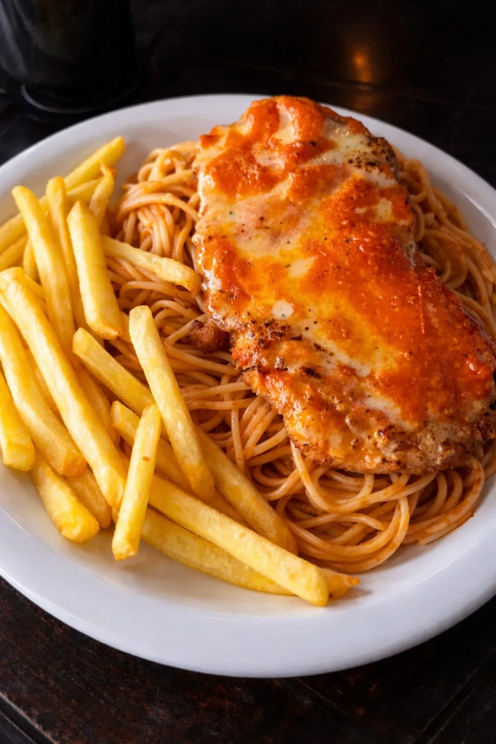 Frango à parmegiana com espaguete — restaurante em Porto de Galinhas